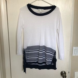 Christopher & Banks Navy and White Stripe Sweater